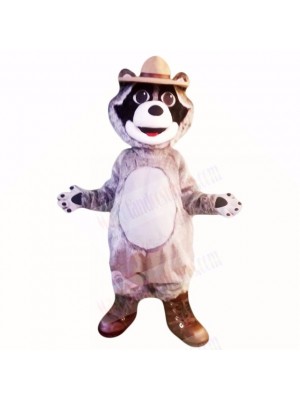 Grey Raccoon with Hat Mascot Costumes Cartoon