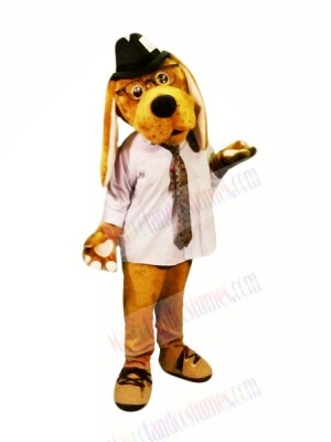 Brown Dog with Glasses Mascot Costumes Cartoon	