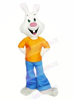 White Rabbit with Orange T-shirt Mascot Costumes	