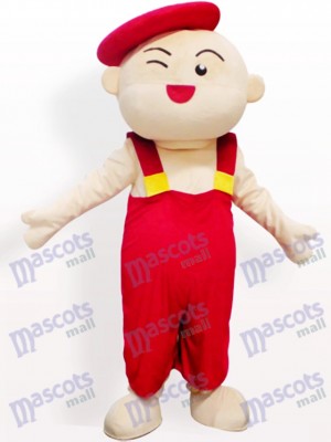 Red Hat Boy Cartoon Adult Mascot Costume 