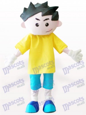 Yellow Clothes Boy Cartoon Adult Mascot Costume