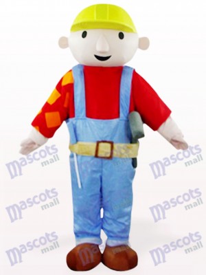 Red Maintenance Worker Bab Cartoon Mascot Costume