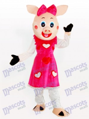Smiling Piggy Girl Adult Animal Mascot Costume