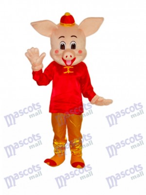 Golden Pig Mascot Adult Costume Animal 