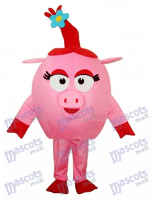 Red Round Pig Mascot Adult Costume Animal 