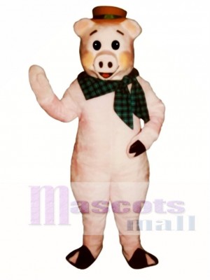 Cute State Fair Pig with Hat & Scarf Mascot Costume Animal 
