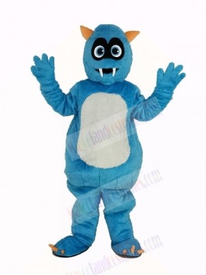 Fluffy Blue Monster Mascot Costume Cartoon