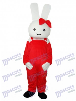 Easter Red Overall Rabbit Mascot Adult Costume Animal 