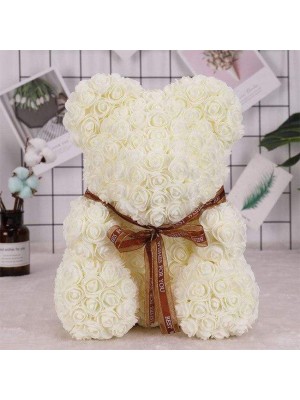 Beige Rose Teddy Bear Flower Bear Best Gift for Mother's Day, Valentine's Day, Anniversary, Weddings and Birthday