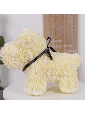 Beige Rose Puppy Dog Flower Puppy Dog Best Gift for Mother's Day, Valentine's Day, Anniversary, Weddings and Birthday