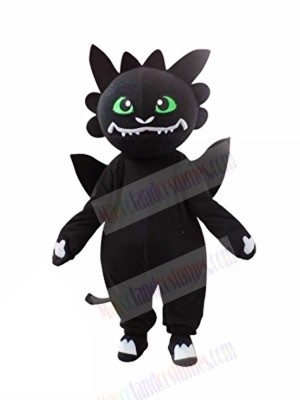 Black Dragon with Green Eyes Mascot Costumes Cartoon