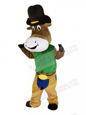 Cowboy Ox Cattle in Green Shirt Mascot Costume Animal