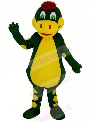 Green Dinosaur with Yellow Belly Mascot Costume Animal