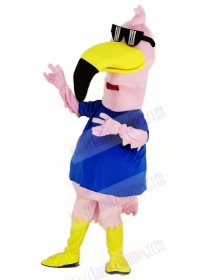Pink Flamingo Bird with Sunglasses Mascot Costume Animal