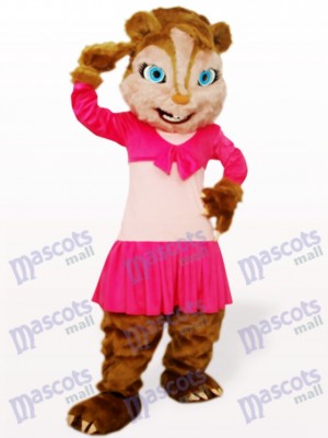 Pink Long Hair Squirrel Animal Adult Mascot Costume