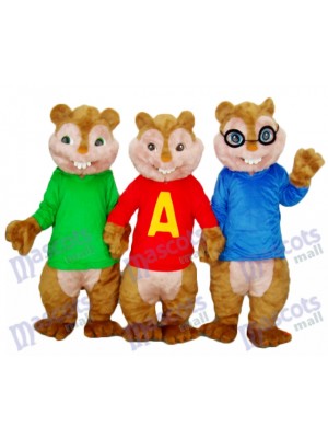 Alvin Simon and Theodore Chipmunk Mascot Adult Costume Animal 