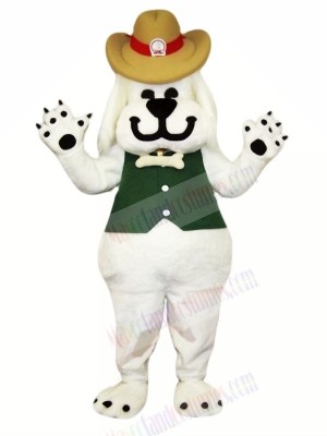Smiling White Dog Mascot Costumes Cartoon