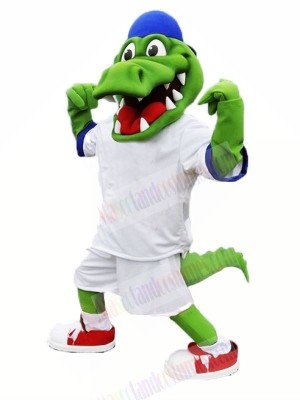 Sport Alligator with White Suit Mascot Costumes Cartoon