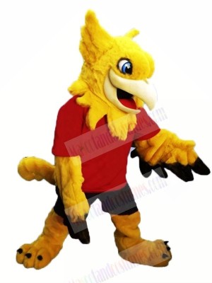 Yellow Gryphon with Red T-shirt Mascot Costumes