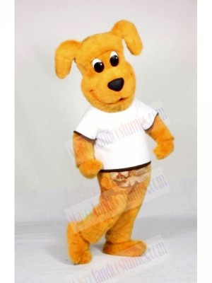 Yellow Dog with White T-shirt Mascot Costumes Animal