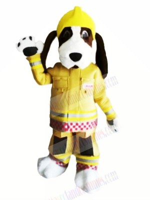 Fire Brigade Dog with Yellow Hat Mascot Costumes