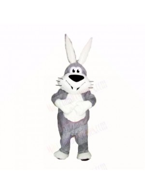 Smiling Grey and White Rabbit Mascot Costumes Cartoon