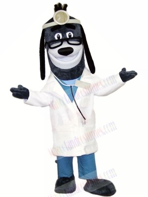 Doctor Hound Dog with Glasses Mascot Costumes Animal