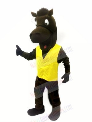 Black Horse with Yellow Vest Mascot Costumes