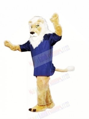 Brown Lion with Blue T-shirt Mascot Costumes Adult