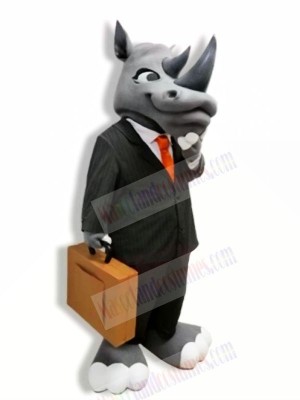 Gentleman Grey Rhino Mascot Costumes Adult