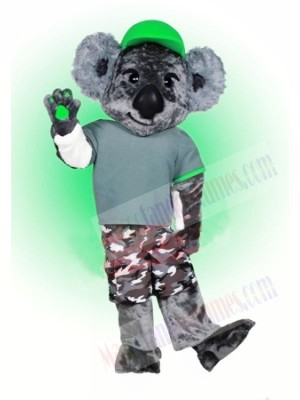 Koala with Green Hat Mascot Costumes Animal