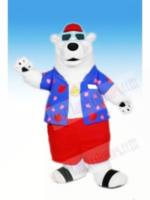 Cool Polar Bear with Glasses Mascot Costumes Animal