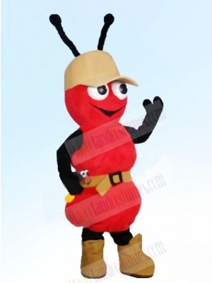 Red Ant with Hat Mascot Costumes Cartoon