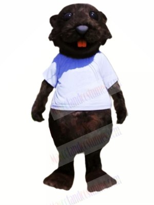 Sporty Beaver Black Mascot Costumes Cartoon	