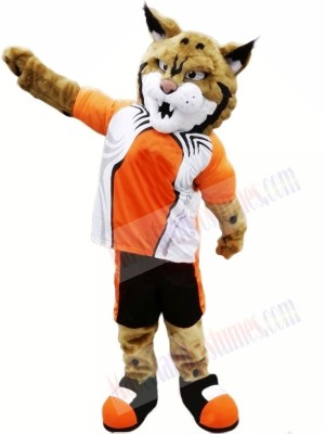 Bobcat with Orange Suit Mascot Costumes Animal