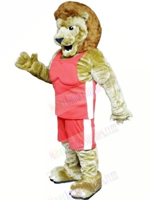 Power Lion with Pink Suit Mascot Costumes Cartoon