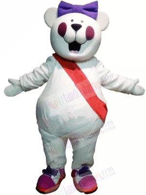Funny Bear with Purple Bowknot Mascot Costumes
