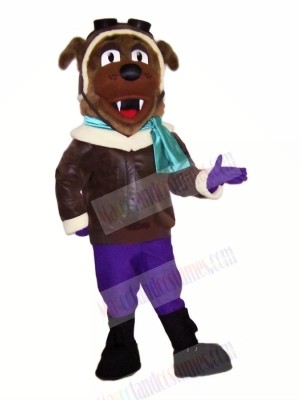 Pilot Brown Dog Mascot Costumes Cartoon