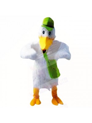 Stork with Green Hat Mascot Costumes Cartoon