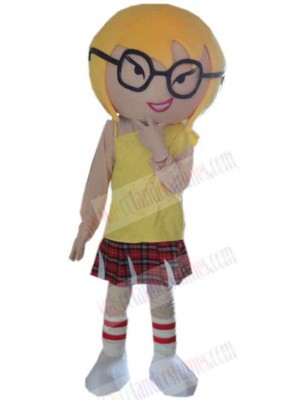 Yellow Hair Girl Mascot Costume People