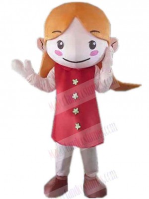 Girl in Red Dress Mascot Costume People