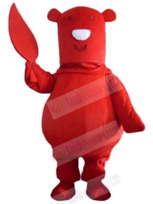 Cartoon Red Bear Mascot Costume For Adults Mascot Heads