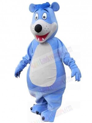 Grey Belly Blue Bear Mascot Costume For Adults Mascot Head