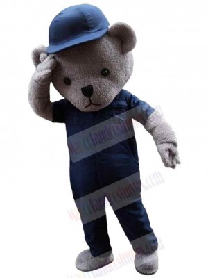Teddy Bear with Blue Hat Mascot Costume For Adults Mascot Heads