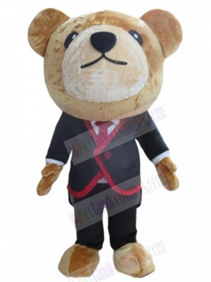 Brown Bear with Suit Mascot Costume For Adults Mascot Heads