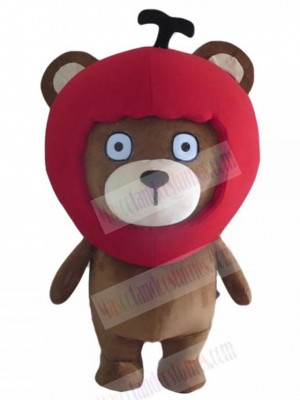 Bear with Red Apple Headgear Mascot Costume For Adults Mascot Heads
