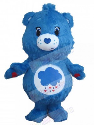 Melancholy Blue Raindrop Bear Mascot Costume For Adults Mascot Heads