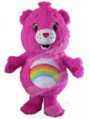 Rose Red Rainbow Bear Mascot Costume For Adults Mascot Heads