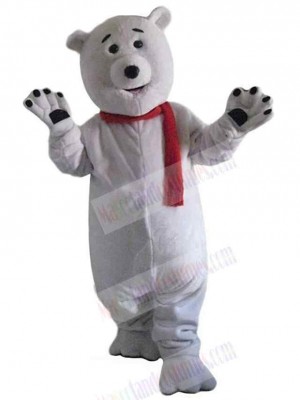 Bear with Red Scarf Mascot Costume For Adults Mascot Heads