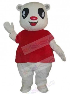 Red Nose White Bear Mascot Costume For Adults Mascot Heads